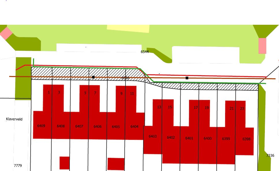 Verkooptekening plattegrond Papaverveld 1 tot en met 23