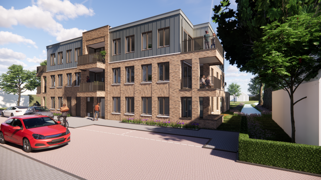 Ontwerp van het nieuwe appartementengebouw aan de Kerkstraat