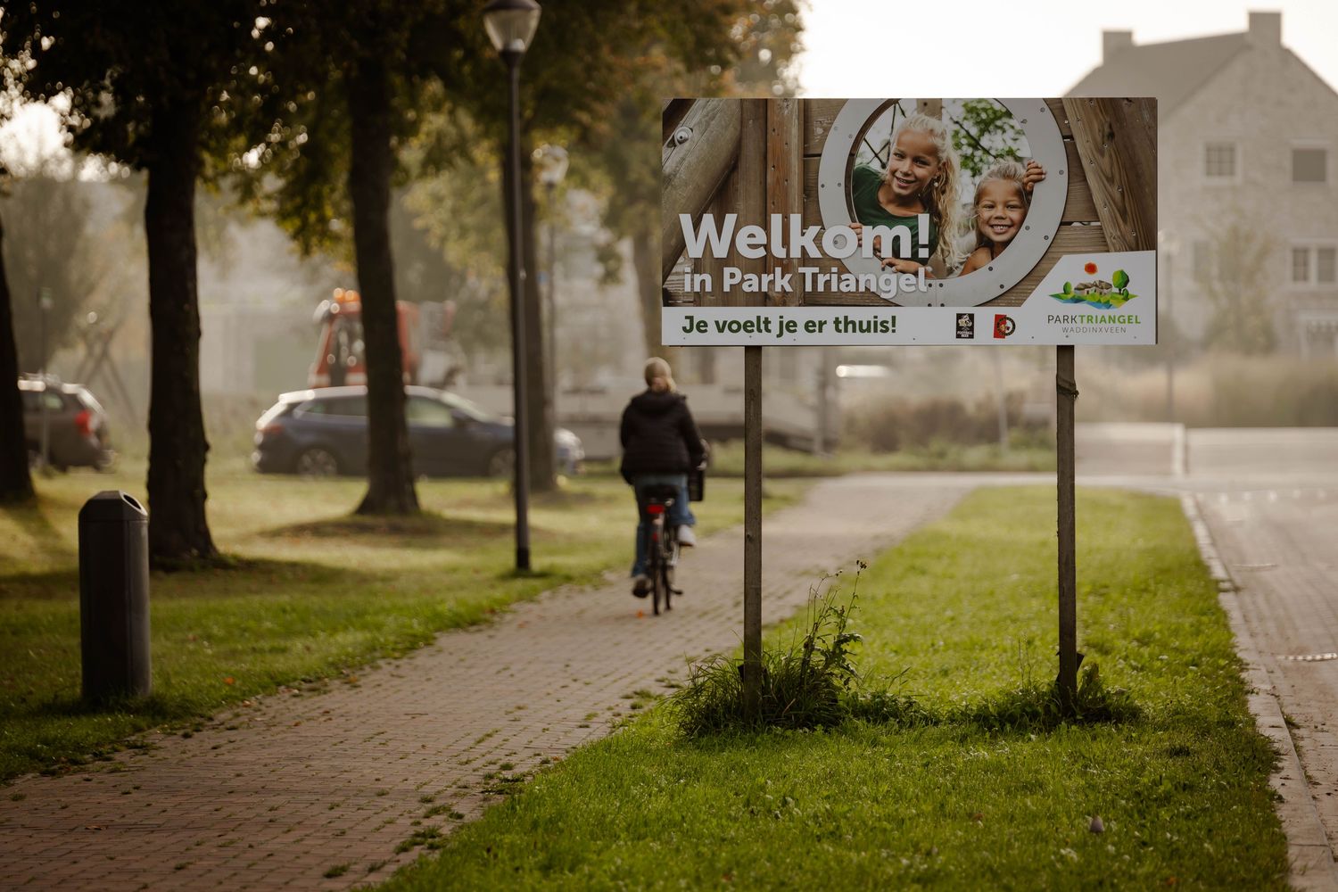 Borg aan het begin van wijk Triangel met Welkom in Triangel