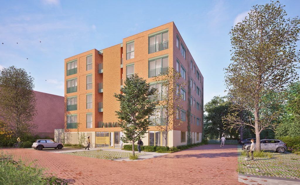 Impressie van appartementencomplex Anna van Burenstraat.